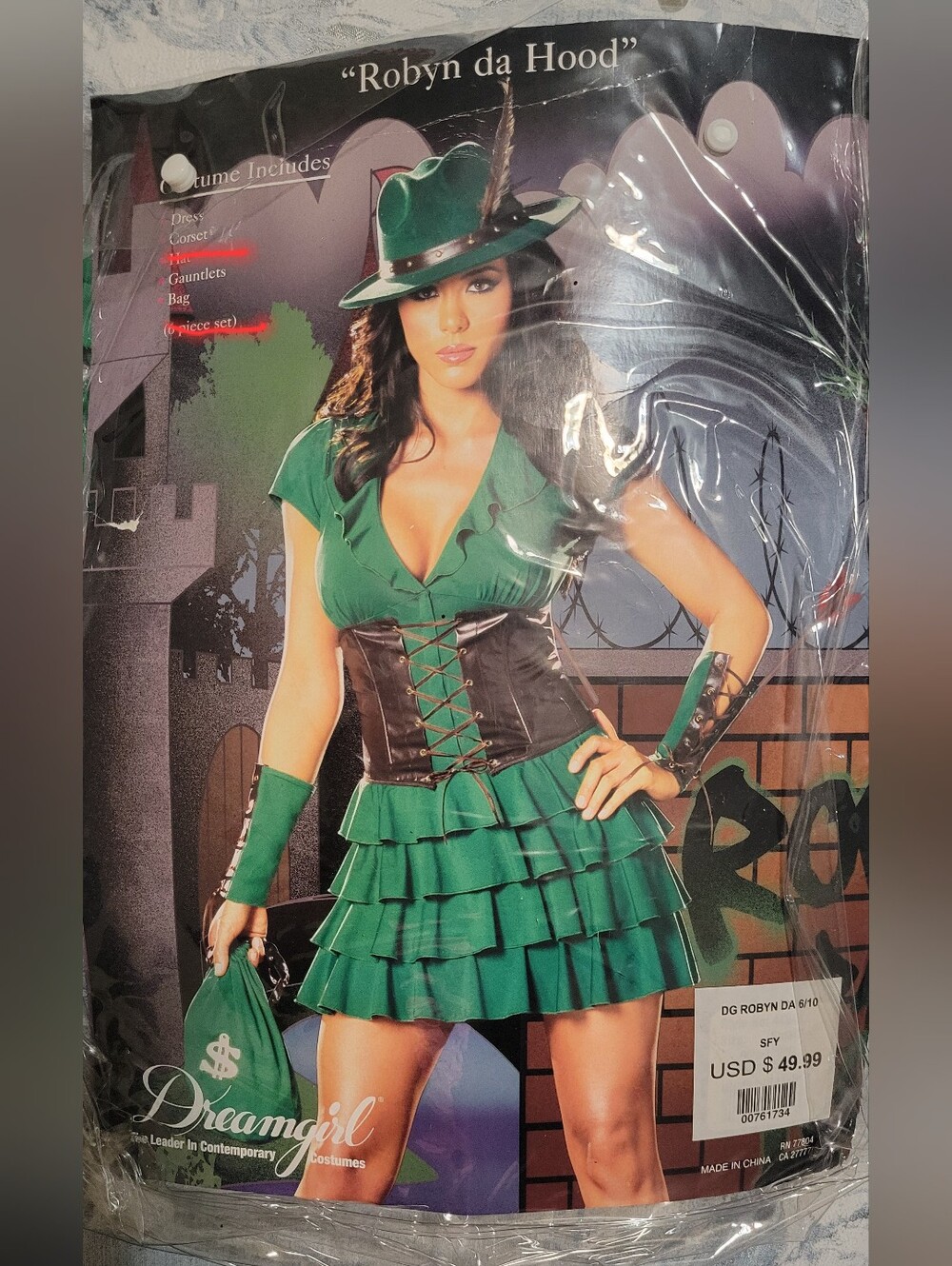 Dreamgirl Green Robyn da Hood Ruffled  Halloween Costume